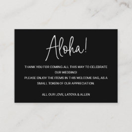 Cartão De Lugar Aloha Hawaii Casamento Negro Bem-vindo Gift Bag Ba