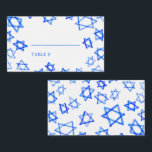 Cartão De Lugar Aquarela Estrela de Davi Azul Bar Mitzvah<br><div class="desc">Lugar perfeito para um cartão personalizado para uma bat mitzvah, bar mitzvah, casamento ou outra celebração judaica! Arte em aquarela feita à mão para você na frente e no verso! TOTALMENTE PERSONALIZÁVEL! Clique em “Personalizar” acima para editar o texto. Clique em "editar usando a ferramenta de design" para ajustar as...</div>