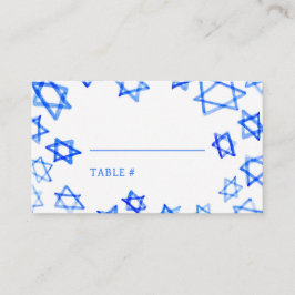 Cartão De Lugar Aquarela Estrela de Davi Bar Mitzvah Azul