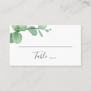 Cartão De Lugar Aquarela eucalipto. Casamento ecologicamente corre