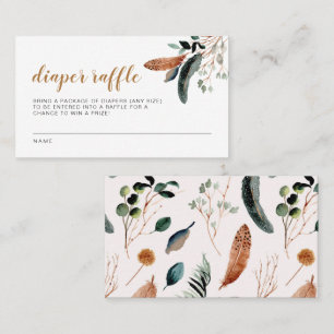 Cartão De Lugar ARBOR Bohemian Feather Greenere Baby Fralda Raffle