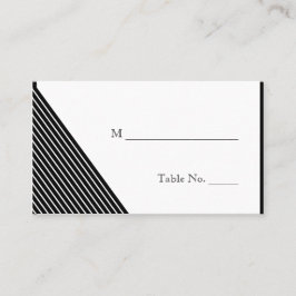 Cartão De Lugar Art Deco Black White Stripe Placas De Casamento