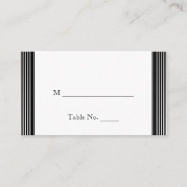 Cartão De Lugar Art Deco Black White Stripe Placas De Casamento