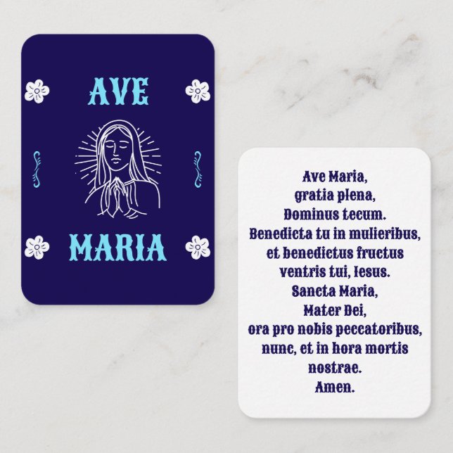 Cartão De Lugar Ave Maria Prayer Card - Latim Hail Mary (Frente/Verso)