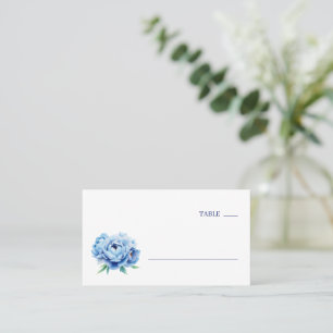 Cartão De Lugar Azul Sereno Minimalista Floral