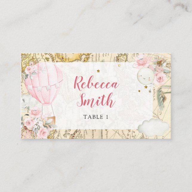 Cartão De Lugar Balão de Ar Rosa Não é um aniversário maravilhoso? (Frente)