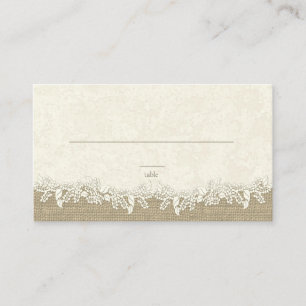 Cartão De Lugar Barras e areias Burlap Beach Theme Cards