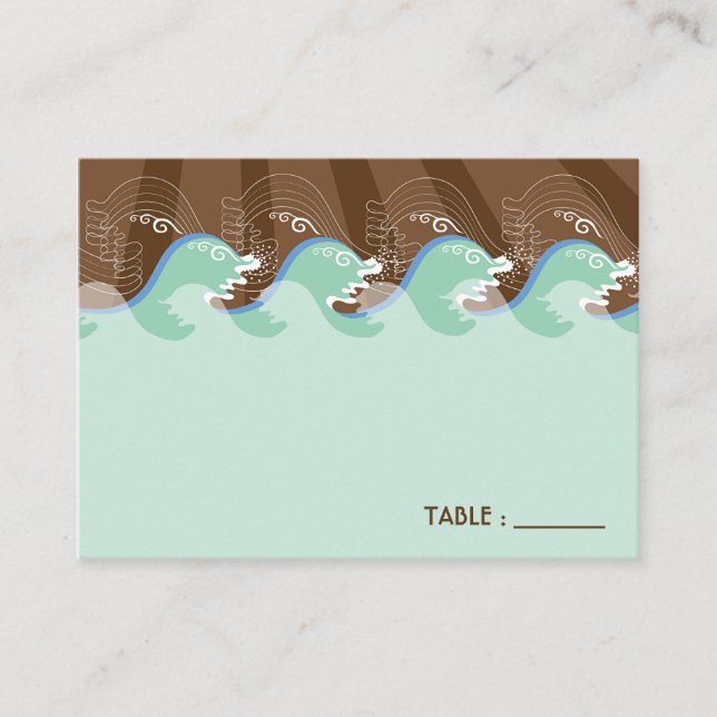 Cartão De Lugar Beach Summer Legal Waves Brown Sun Place Card (Frente)