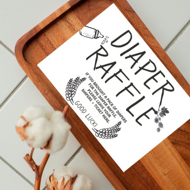 Cartão De Lugar Bebê da Brewery - B&W - Fralda Raffle Convide para (Criador carregado)