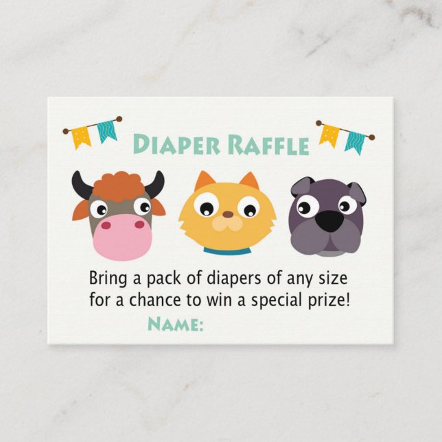 Cartão De Lugar Bilhetes de Fralda de Barnyard Raffle (Frente)