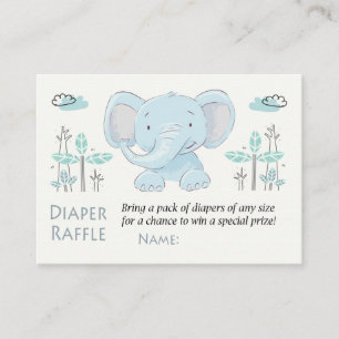 Cartão De Lugar Bilhetes de Fralda de Elefante Azul Raffle