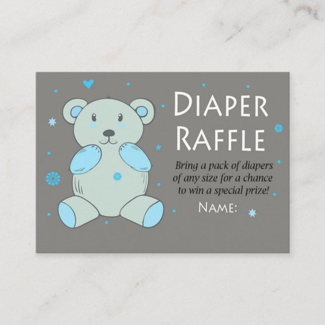 Cartão De Lugar Bilhetes de Fralda de urso azul Raffle (Frente)