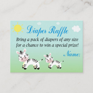 Cartão De Lugar Bilhetes de Fralda Zebra Raffle