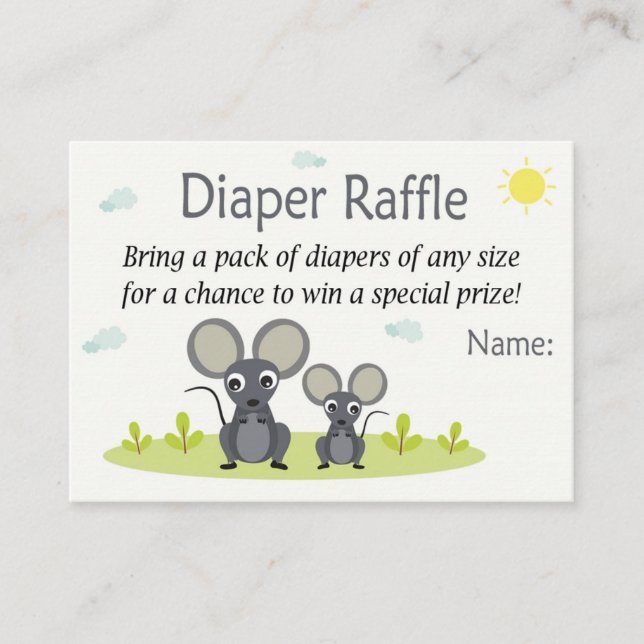 Cartão De Lugar Bilhetes de Raffle com Fralda de Rato (Frente)