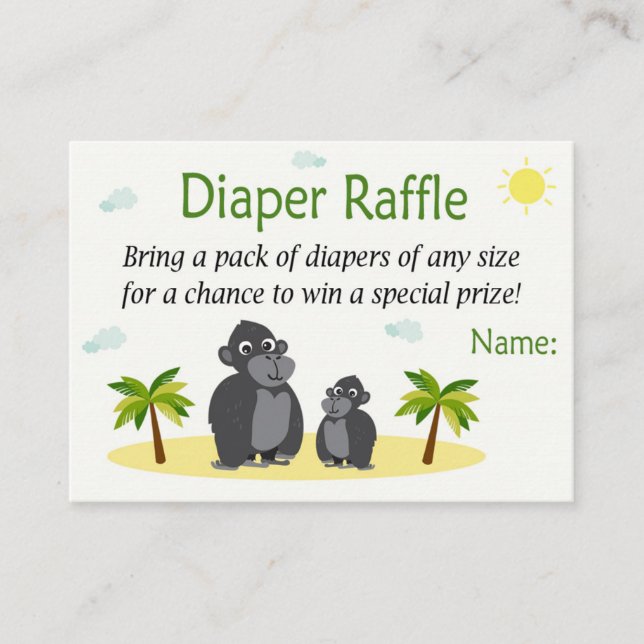 Cartão De Lugar Bilhetes de Raffle da Fralda Macaco (Frente)