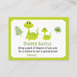 Cartão De Lugar Bilhetes de Raffle, Fralda de dinossauro verde