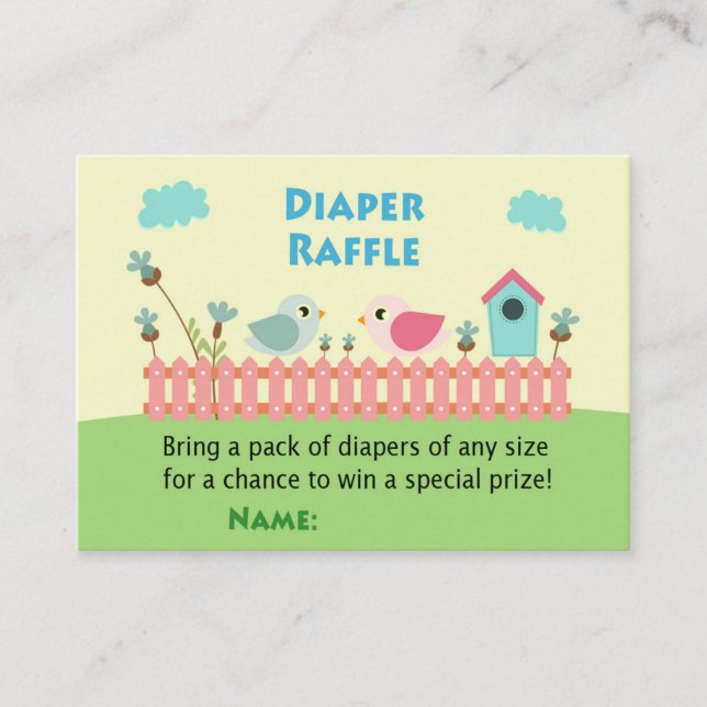 Cartão De Lugar Bilhetes de Raffle para Fralda de Pássaros (Frente)