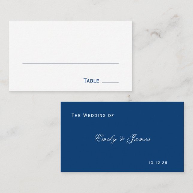 Cartão De Lugar Blue and White Wedding (Frente/Verso)