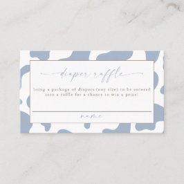Cartão De Lugar Blue Cowboy Cow Print Diaper Raffle Ticket