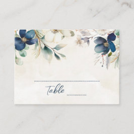 Cartão De Lugar Blue Floral Winter Wedding Place Setting Cards