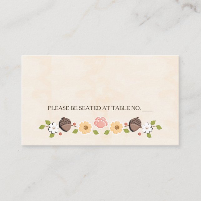 Cartão De Lugar Blush String of Lights Rustic Fall Place (Frente)