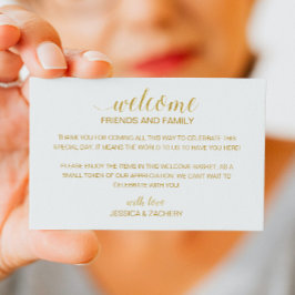 Cartão De Lugar Boas-vindas ao casamento Dourado moderno - Gift Ba