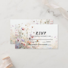 Cartão De Lugar Boho Aquarela Floral Flor de Campo Personalize