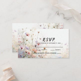Cartão De Lugar Boho Aquarela Floral Flor de Campo Personalize