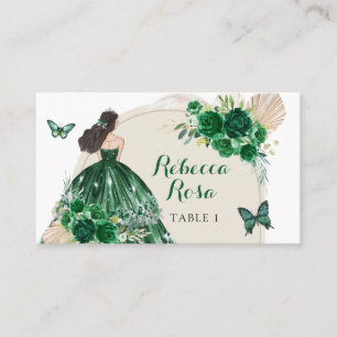 Cartão De Lugar Boho Emerald Green Princess Quinceañera