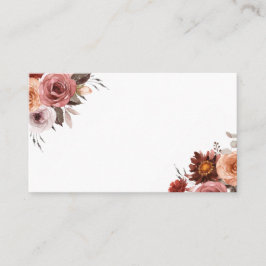 Cartão De Lugar Boho Fall Watercolor Buquê Floral Casamento