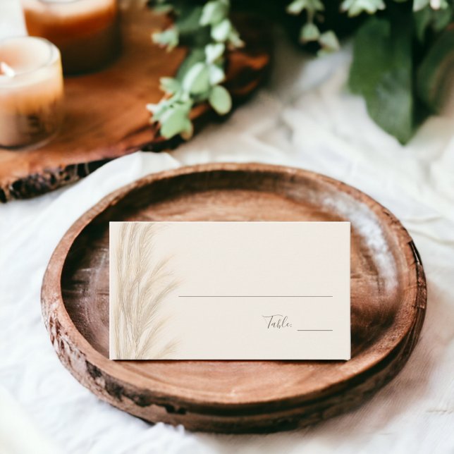 Cartão De Lugar Boho verão pampas gramíneas (Boho summer pampas grass watercolor table number place card)