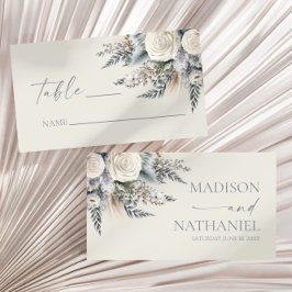 Cartão De Lugar Boho White Rose Floral Flower Garden Casamento