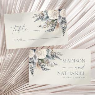 Cartão De Lugar Boho White Rose Floral Flower Garden Casamento