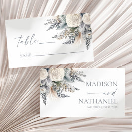 Cartão De Lugar Boho White Rose Floral Flower Garden Casamento