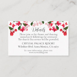 Cartão De Lugar Boletim de Detalhes do Casamento Bougainvillea