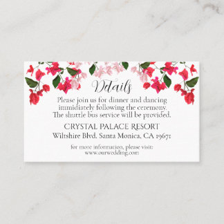 Cartão De Lugar Boletim de Detalhes do Casamento Bougainvillea