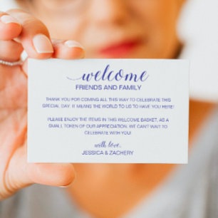 Cartão De Lugar Bolsa de Boas-vindas do Casamento Azul Moderno