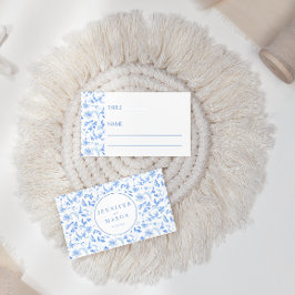 Cartão De Lugar Bolsa de Porcelana Azul para Casamento Foliar