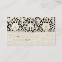 Cartão De Lugar Bonito Linen White Lace Antique de Casamento 