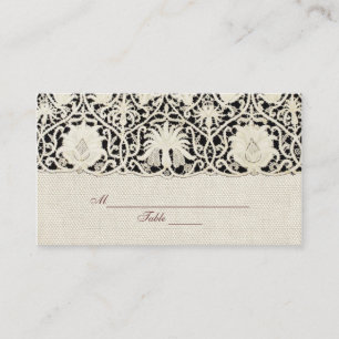 Cartão De Lugar Bonito Linen White Lace Antique de Casamento