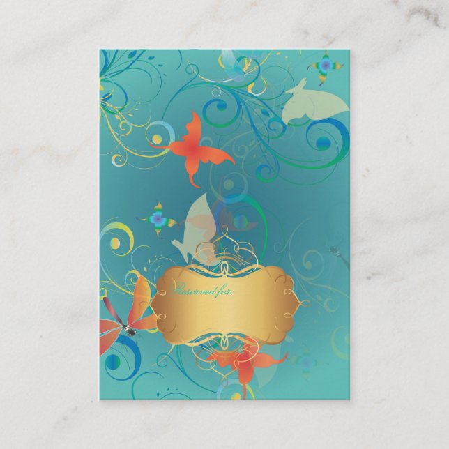 Cartão De Lugar Borboletas PixDezines+Dragonflies, place cards (Frente)