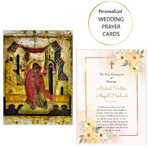 Cartão De Lugar Bright Sunny Flowers Orthodox Weding Prayer Card