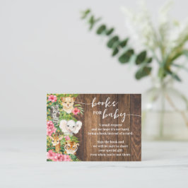 Cartão De Lugar Bring a Book Rustic Pink Safari Baby Shower Card