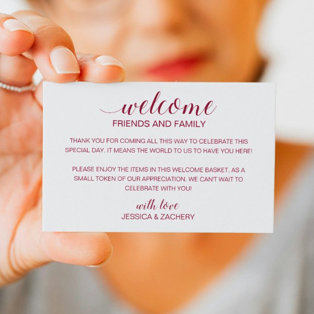 Cartão De Lugar Burgundy Wedding Gift Bag Basket (Criador carregado)