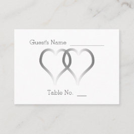 Cartão De Lugar Cabeças De Cabeça De Casamento Corações De Prata