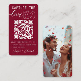 Cartão De Lugar Capturar O Casamento De Foto Da Borgonha Do Código