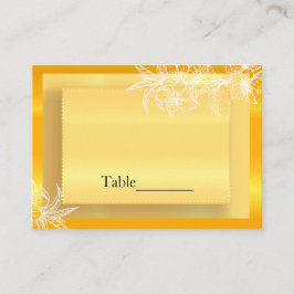 Cartão De Lugar Carimbo Floral Amarelo e Branco moderno Marigold