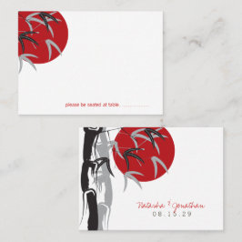 Cartão De Lugar Casamento Asiático de Árvore de Bamboo Vermelho Or