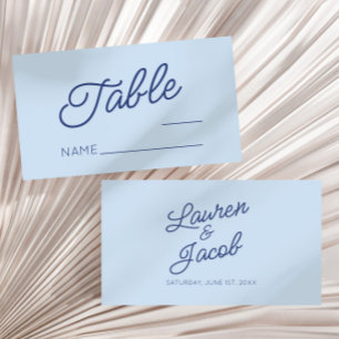 Cartão De Lugar Casamento Azul Minimalista Moderno Minimalista