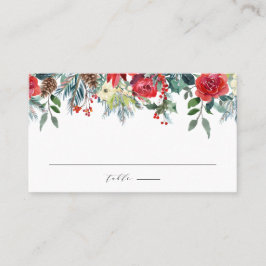 Cartão De Lugar Casamento Botânico de Watercolor Winter Blooms Gar